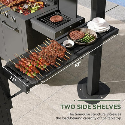 Aoxun Grill Hardtop Gazebo 5'x8', Aluminum Frame Canopy with Galvanized Steel Roof for Outside BBQ Party, Outdoor Metal Pavilion with Double Side Shelves for Backyard, Patio and Deck