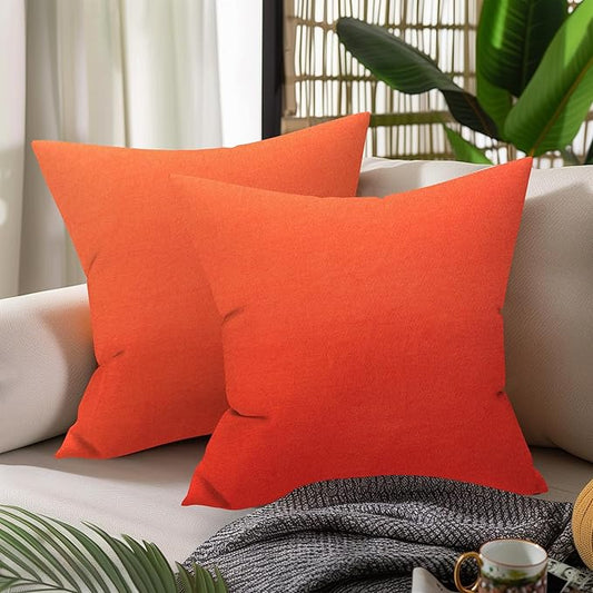 WOLKI Waterproof Outdoor Pillows 22x22 Feather and Down Filled Throw Pillow for Patio Furniture, Outside Decorative Pillow Set of 2 Orange