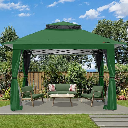 ABCCANOPY 13x13 Pop Up Gazebo, Outdoor Canopy Tent, Instant Screened Shelter with Mosquito Netting for Patio, Garden, Backyard, Party, Camping (Forest Green)