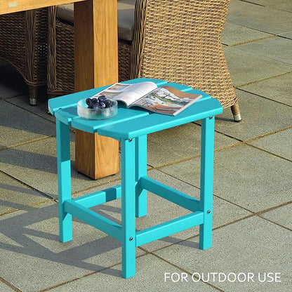 TORVA Patio Adirondack Side Table, Outdoor End Tables All-Weather Resistant HDPE Humidity-Proof Long Time Use for Deck, Lawn,Garden, Porch, Backyard End Table(Lake Blue Color-1 Tier)