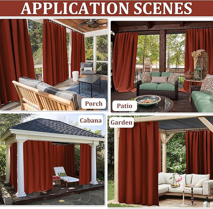 Gazebo Universal Replacement Privacy Curtain,10'×10' Gazebo Outdoor Waterproof Curtains, 4-Panels Sidewall Curtains with Double Zipper for Patio Canopy, Garden and Backyard (Curtain Only)