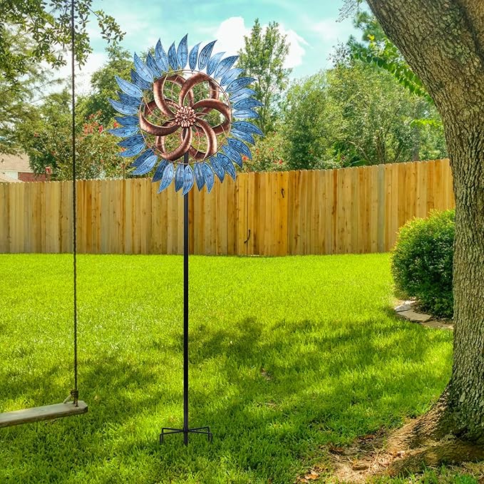 WONDER GARDEN Wind Spinner - 6.2FT Large Wind Sculpture Wind Spinner Metal Windmills for Patio Lawn and Garden Outdoor Decorations