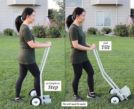 Step 'N Tilt Core Lawn Aerator Version 4 Kit (3.4 Inch Standard Length Coring Tines Without Soil Core Container)