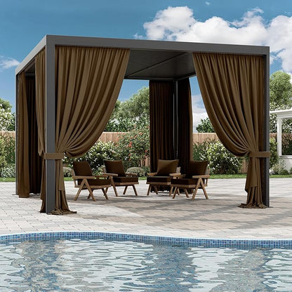 Gazebo Universal Replacement Privacy Curtain,10'×13' Gazebo Outdoor Waterproof Curtains, 4-Panels Sidewall Curtains with Double Zipper for Patio Canopy, Garden and Backyard (Curtain Only)
