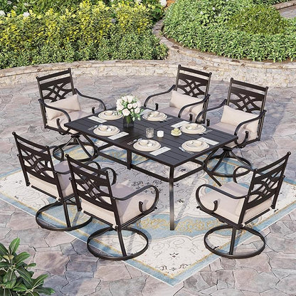 Sophia & William Swivel Patio Dining Set for 6, Outdoor Table and Chairs, Removable Seat Cushions, 60" Black Patio Dining Table