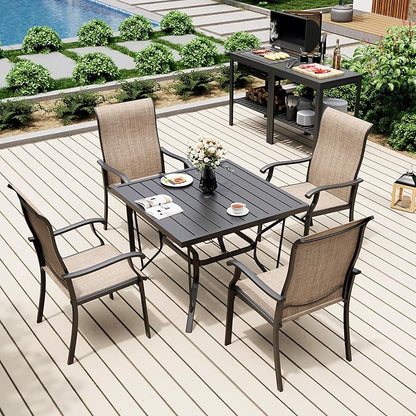 Pamapic Patio Chairs Set of 4, All-Weather Textilene Ergonomic Outdoor Dining Chairs for Garden Backyard Poolside Deck, Beige