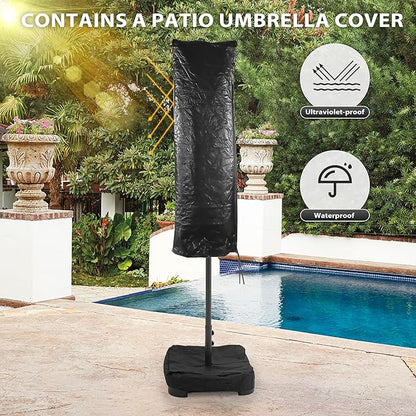 Sundale Outdoor 15ft Large Patio Umbrella with Base Included and Umbrella Cover, Outdoor Double-Sided Umbrella