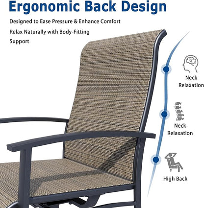 Patio Swivel Chairs Set of 8, Outdoor Swivel Chairs with Armrest, High Back Patio Chair with Metal Frame, All-Weather Outdoor Dining Chair for Deck, Porch and Lawn, Mocha