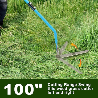 sancat Weed Cutter,Weeder with Double-Edged 304 Stainless Steel Sharp Blade, Manual Weed wracker, Long Sickle with 41’’ Soft Rubber Handle, Garden Tool for Grass
