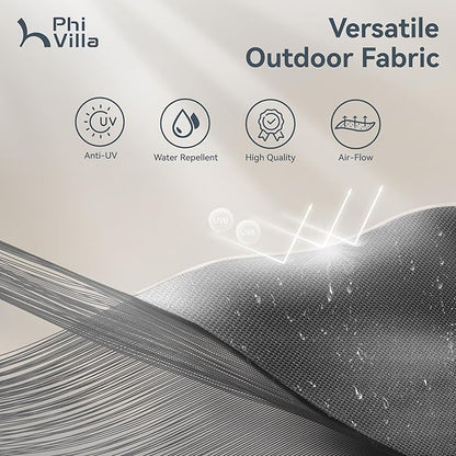 PHI VILLA 13ft Large Patio Umbrellas, Double-Sided Outdoor Market Rectangle Umbrella for Outside, Light Gray