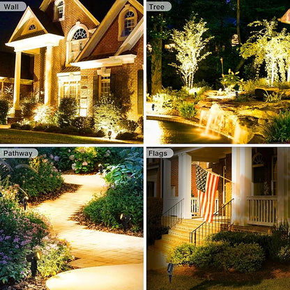 Solar Spot Lights Outdoor, 2 Pack Solar Landscape Spotlights IP65 Waterproof 9.8ft Cable, Auto On/Off Outdoor Wall Lights for Garden Yard Driveway Porch Walkway Pool (3000K Warm White)