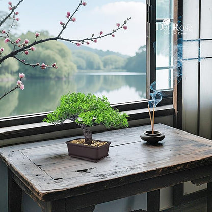 Der Rose 8'' Artificial Bonsai Tree Small Fake Potted Plants for Zen Japanese Home Office Desk Bathroom Shelf Decor