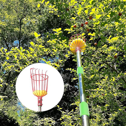 2 PCS Adjustable Fruit Picker Tool, 5.3 Feet Fruit Picker with Telescoping Basket & Pole, Ideal for Orange Picking, Cherry Picking & More
