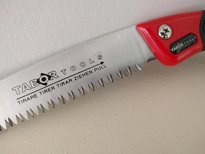 TABOR TOOLS Pruning Saw with Sheath, 10 Inch Hand Saw with Straight Blade and Holster, Suitable for Trimming Tree Branches and Clearing Forest Trails. TTS32A. (10 Inch, Straight Blade)