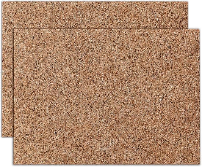 MAXPACE Natural Coconut Coir Liner Sheets - 14x11inch 2 Pcs Coco Fiber for Plant, Planter, Window Basket, Garden Decoration, and Pet Reptile Carpet or Mat