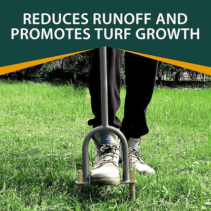 Walensee Lawn Coring Aerator, Manual Grass Dethatching Turf Plug, Core Aeration Tool Heavy Duty Aerator for Compacted Soils and Lawns to Prevent Lawn Run-Off and Soil Compaction