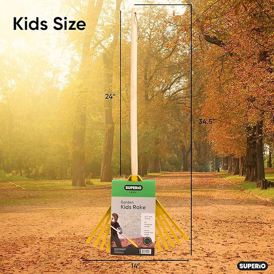 Gardening Tools Outdoor Rakes for Lawns Heavy Duty Wood Handle Cleaning Yard Tool Rake Landscape Essentials with Durable Plastic Leaf Collector Head 6-Pack