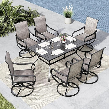 MFSTUDIO Outdoor Swivel Patio Chairs Set of 6, Patio Dining Chairs with Breathable Textilene Fabric & Metal Frame, Weather-Resistant Outdoor Furniture Chairs for Deck, Backyard, Lawn,Garden