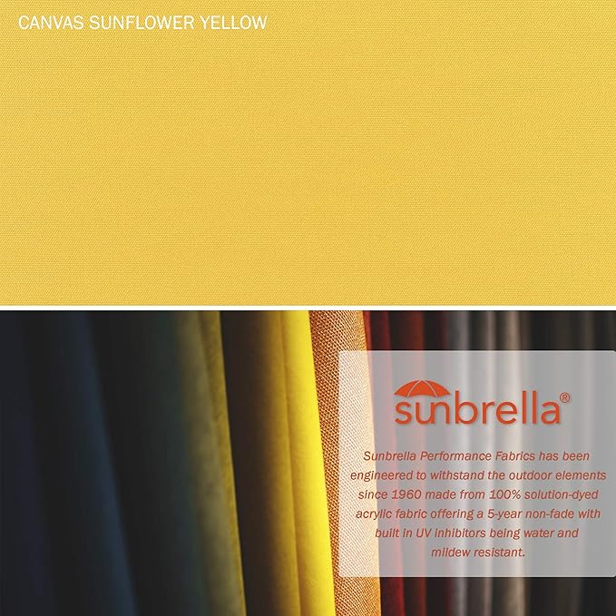California Umbrella GSPT908302-5457 9' Round Aluminum Market, Crank Lift, Push Button Tilt, Black Pole, Sunbrella Sunflower Yellow