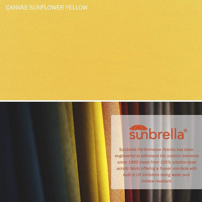 California Umbrella GSPT908302-5457 9' Round Aluminum Market, Crank Lift, Push Button Tilt, Black Pole, Sunbrella Sunflower Yellow