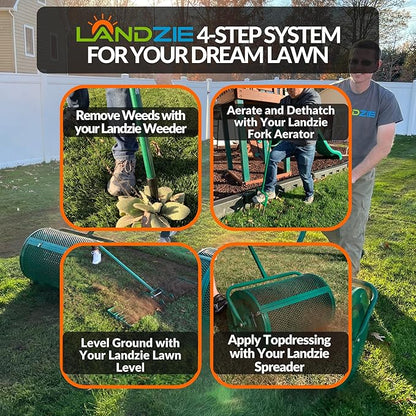 Landzie - The Original Hollow Tine Lawn Aerator Tool - 42 Inch Core Aerator and Grass Aeration Tool Lawn Tools - Stainless Steel Manual Lawn Aerator Plug Aerator and Aerator Lawn Tool