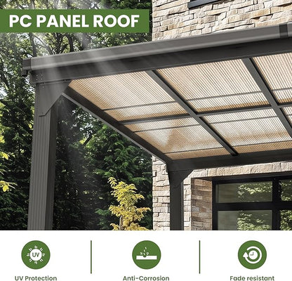 10 * 14FT Pergola,Outdoor Gazebo,Hardtop Lean to Gazebo,Wall Mounted Pergola,Pergolas Gazebos Clearance,Aluminum Frame Pergola,UV Resistant Patio Roof,Patio Awnings for Porch,Lawn,Backyard