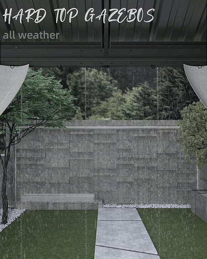 10x12 Ft Hardtop Gazebos with Heavy Duty Double Roof, Nettings and Curtains Galvanized Steel Outdoor Gazebos for Patio, Backyard, Deck, Lawn (Grey)