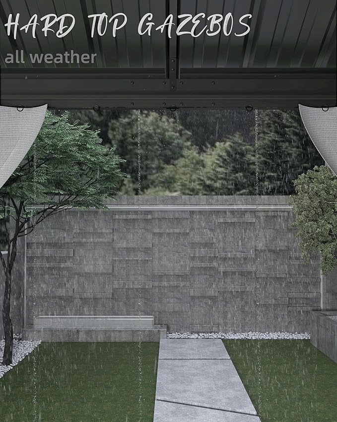 12x14 Ft Hardtop Gazebos with Heavy Duty Double Roof, Nettings and Curtains Galvanized Steel Outdoor Gazebos for Patio, Backyard, Deck, Lawn (Grey)