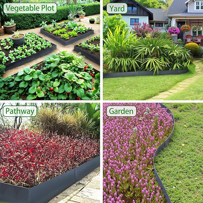 Metal Landscape Edging 6 Pack 40" L x 6" H,Galvanized Bendable Metal Garden Edging,Hammer- in Steel Landscape Edging with a Pair of Gloves and 7 Clips,Navy Blue (20 FT Total)