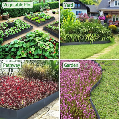 Metal Landscape Edging 6 Pack 40" L x 6" H,Galvanized Bendable Metal Garden Edging,Hammer- in Steel Landscape Edging with a Pair of Gloves and 7 Clips,Navy Blue (20 FT Total)