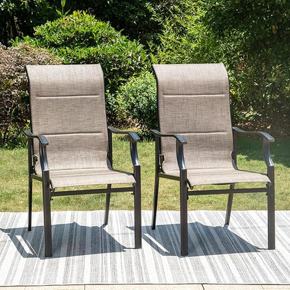 HERA'S HOUSE Premium Patio Dining Chair of 2, Rust Resistant Outdoor Chair with Textilene Padded Seat, Supports up to 350lbs with Comfort and Durability for Lawn Kitchen Garden Backyard