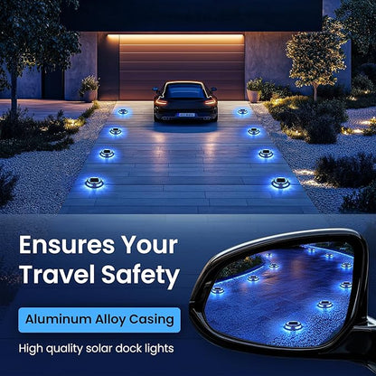 SOLPEX Solar Driveway Lights 4 Pack,Multi-Color Deck Light Outdoor IP68Waterproof,Solar Pathway Lights Outdoor for Dock,Sidewalk,Stair