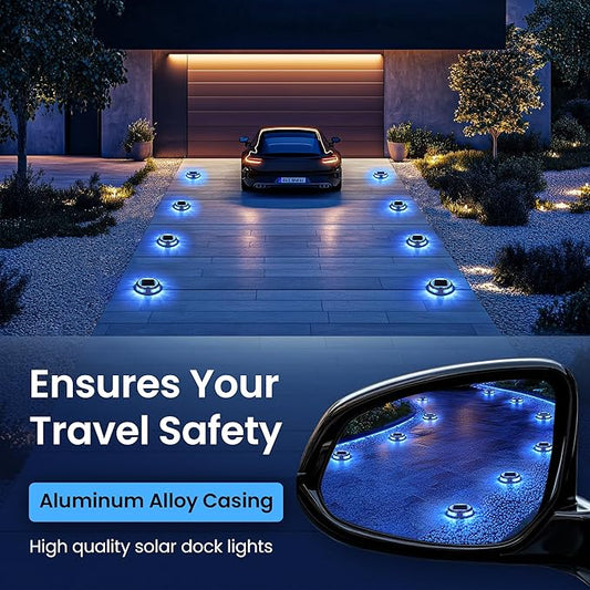 SOLPEX Solar Driveway Lights 8 Pack,Multi-Color Deck Light Outdoor IP68Waterproof,Solar Pathway Lights Outdoor for Dock,Sidewalk,Stair