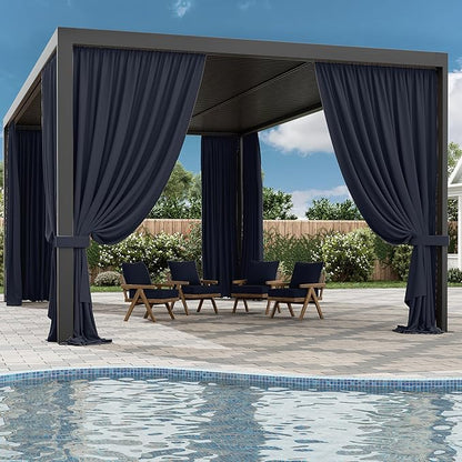 Gazebo Universal Replacement Privacy Curtain,12'×20' Gazebo Outdoor Waterproof Curtains, 4-Panels Sidewall Curtains with Double Zipper for Patio Canopy, Garden and Backyard (Curtain Only)