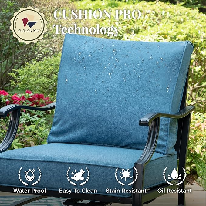 Patio Furniture Set 5 pcs, Outdoor Patio Furniture, 3-Seat Sofa, 2 Swivel Chairs, 2 Ottomans and 5.75" Extra Thick Cushion, Conversation Set for Backyard Deck,Navy Blue