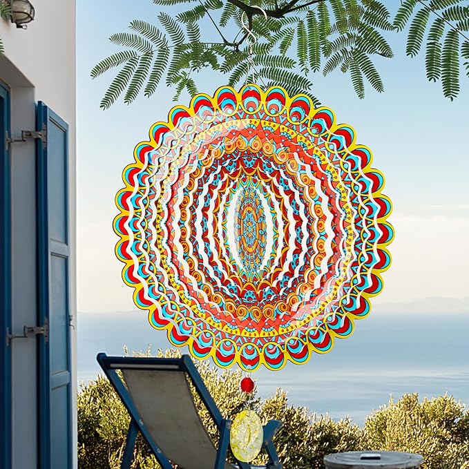 Wind Spinner, Hanging Wind Sculptures,Wind Spinners for Yard and Garden Decor,Yard Decorations Outdoor,Hanging Art Ornaments for Garden Yard Balcony Decor (Mandela Color)