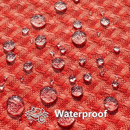 Kevin Textile Outdoor Waterproof Throw Pillow Covers Pack of 2 Weaving Texture Water Resistant Outside Decorative Cushion Covers for Garden Patio Tent Balcony Bench Couch Sofa 16x16 Inch, Red