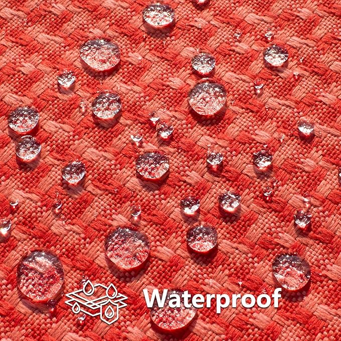 Kevin Textile Outdoor Waterproof Throw Pillow Covers Pack of 2 Weaving Texture Water Resistant Outside Decorative Cushion Covers for Garden Patio Tent Balcony Bench Couch Sofa 18x18 Inch, Red