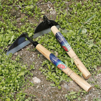 Garden Weeding Sickle/Hand Hoe, Gardening Cutting Grass Sickle, Japanese Sickle Style Hand Weeder Tool with Thick Blade&Wooden Handle
