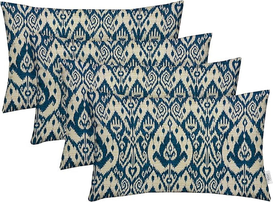 RSH DECOR: Lumbar Throw Pillows Set of 4 | 20” x 12" | All-Weather Spun Fabric | Water and Fade-Resistant | Outdoor Support Pillows for Patio Furniture | Ashmore Marine