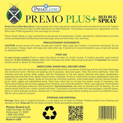 Premo Plus+ Bed Bug Spray Extra Strength – 128 oz – Fast Acting Bed Bug Treatment & Killer – Stain & Scent Free – Child & Pet Safe – Powerful New Stronger Formula – Natural with No Harmful Chemicals