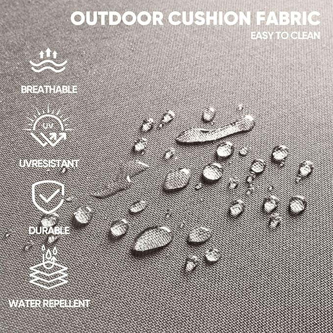 Swivel Patio Chairs sofa Set of 5 with 6" Thick Cushion - Wicker Outdoor Swivel Rocker Patio Chair ,Sofa/Glass coffee table, High Back Comfortable Outdoor Glider Chairs - Brown Wicker Grey Cushions