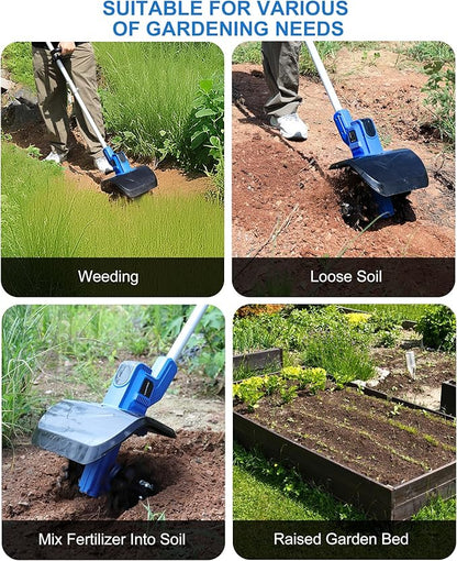 LUXTER 20V Cordless Tiller for Gardening 8.6 Inch Electric Garden Cultivator with 48 Steel Tines Lightweight Cultivators 2×4.0AH Batteries & Fast Charger for Smooth Ground Breaking,Tending,Composting