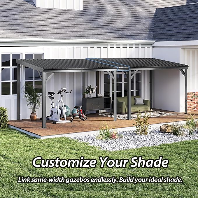 Gazebo Connector Kit - for 12ft Width Wall Mounted Gazebos, Durable Steel Expansion Linker, Rustproof & Easy Assembly for 12'x20' Lean to Gazebos