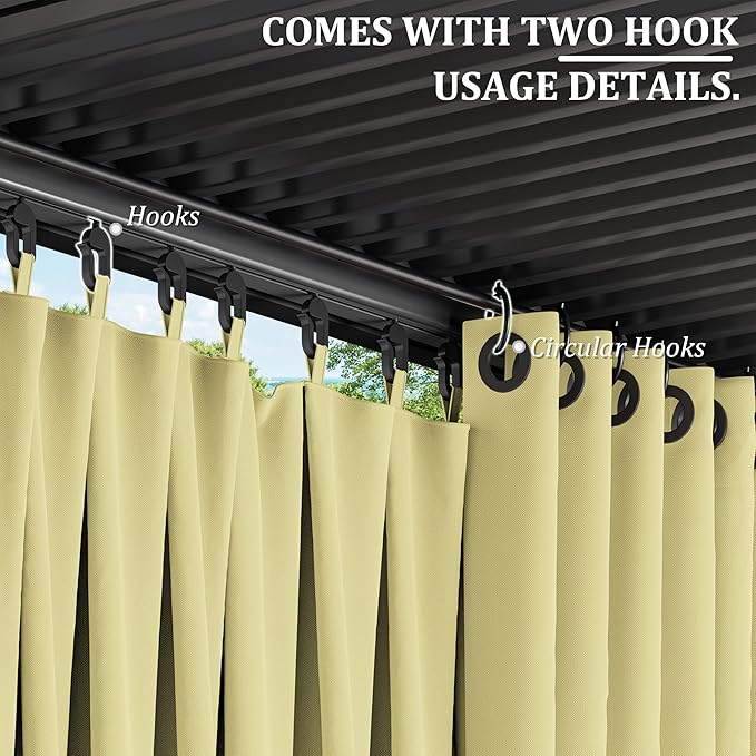 Gazebo Universal Replacement Privacy Curtain,12'×14' Gazebo Outdoor Waterproof Curtains, 4-Panels Sidewall Curtains with Double Zipper for Patio Canopy, Garden and Backyard (Curtain Only)