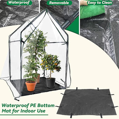 Gardzen Mini Greenhouse with Waterproof Bottom, Portable Green House with Strong Metal Frame, Small Green House for Outside and Inside Use,36.2"(L) x36.2(W) x59.5(H)