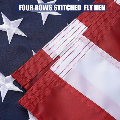 American Flag 8x12 Ft, US Deluxe Embroidered Heavy Duty Premium Polyester Durable Outside Flags with Brass Grommets