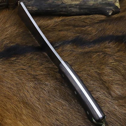 BA-KOR (Pioneer ) (14.6") DC53 steel 6mm thickened full Tang fixed knife+ Wooden sheath &(5.9IN) Cerium Igniter, suitable for outdoor hunting, cutting, chopping, camping, obstacle removal, exploration, fishing, EDC, BBQ (Sanding finish version)