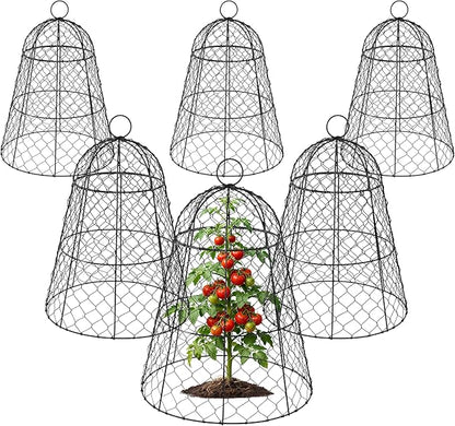 FRUITEAM Metal Plant Covers 6pcs, Heavy Duty Garden Cloche Plant Cage for Outdoor, 13"x15.8"H Rust-Proof Plant Protectors from Animals for Vegetables, Flowers, Seedlings Against Rabbits, Squirrels