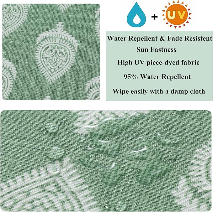 FUNHOME Outdoor Indoor Lumbar Pillow Covers ONLY, Water-Repellent Patio Lumbar Cushion Cases 12” x 20”, Decorative Throw Pillowcase Shell for Couch Patio Garden Furniture Use -Fair Green